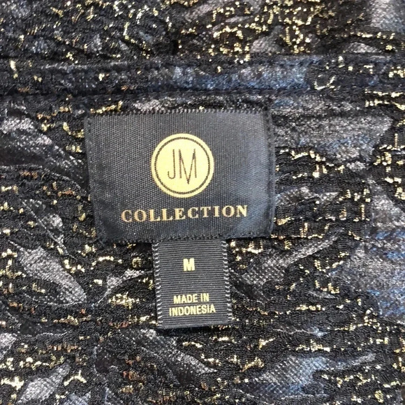 JM COLLECTION Black Embossed Floral Blouse - Picture 5 of 9